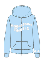 Load image into Gallery viewer, A.A zip Up Hoodie - LIGHT BLUE
