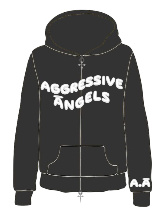 A.A zip Up Hoodie - BLACK